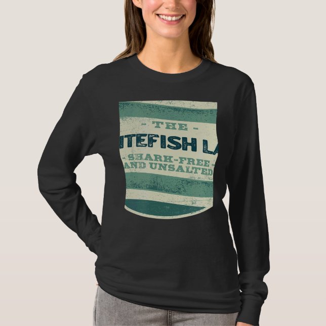 T-shirt Whitefish Lake Shark Free and Unsalted Camping Mon (Devant)