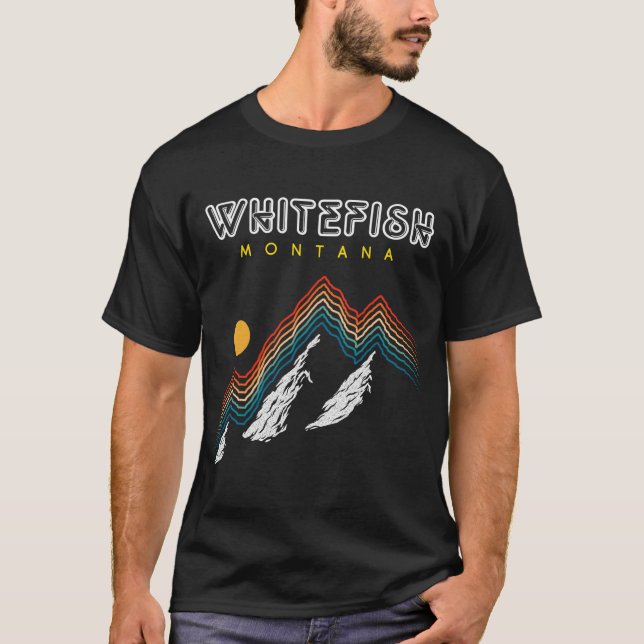 T-shirt Whitefish Montana - Station De Ski Américaine 1980 (Devant)