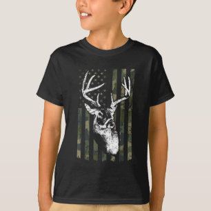 T-shirt Whitetail Buck Deer Hunting USA Camouflage Amériq