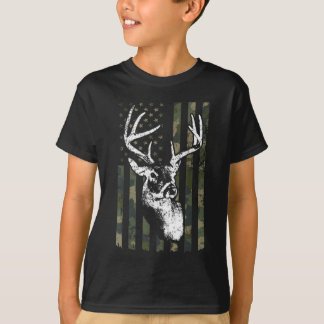 T-shirt Whitetail Buck Deer Hunting USA Camouflage Amériqu