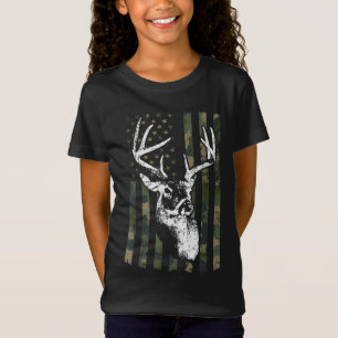 T-Shirt Whitetail Buck Deer Hunting USA Camouflage Amériqu