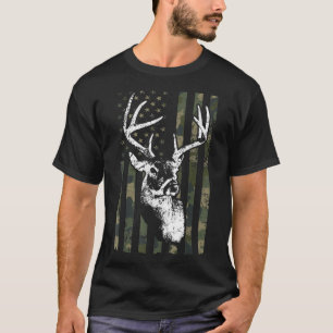T-shirt Whitetail Buck Deer Hunting USA Camouflage Amériqu