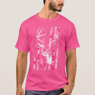 T-shirt Whitetail Buck Wo Deer Chasse Camo Rose Américain
