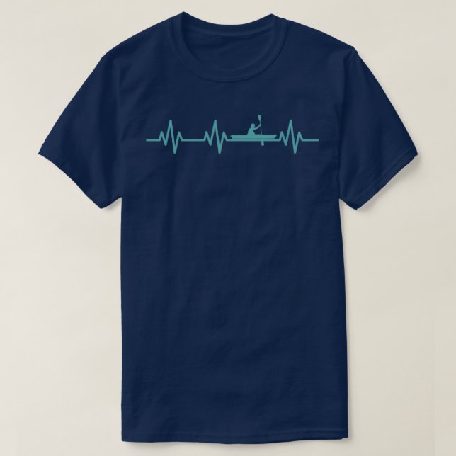 T-shirt Whitewater River Kayaking Heartbeat Heart Love (Design devant)