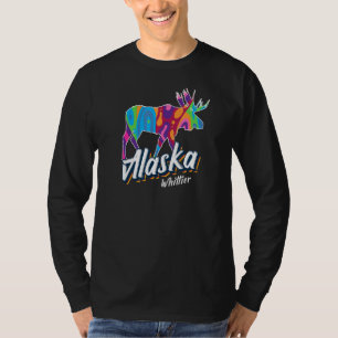 T-shirt Whittier Alaska Usa Colorful Moose Art Vacances Do