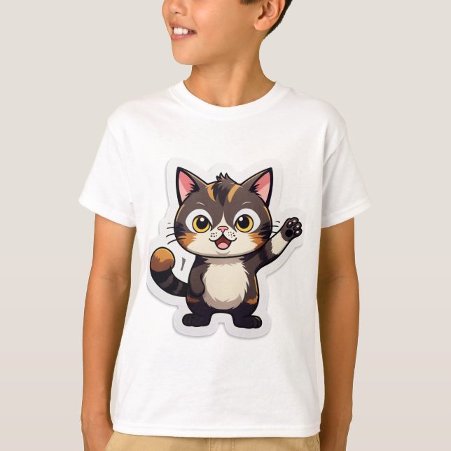 T-shirt Why So Silent? – Confused Cat Sticker (Devant)