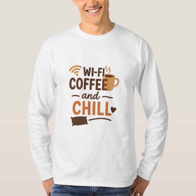 T-shirt Wi-Fi, café et frisson (Devant)
