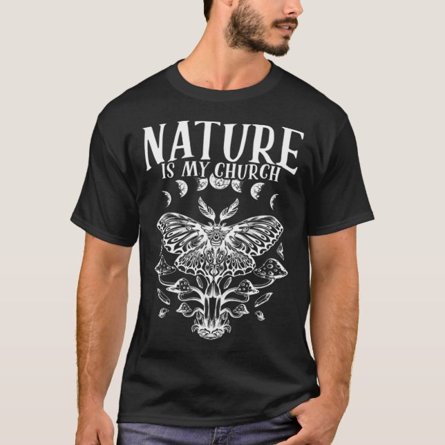 T-shirt Wiccan Moth Witchy Pagan Nature Moon Witchcraft (Devant)