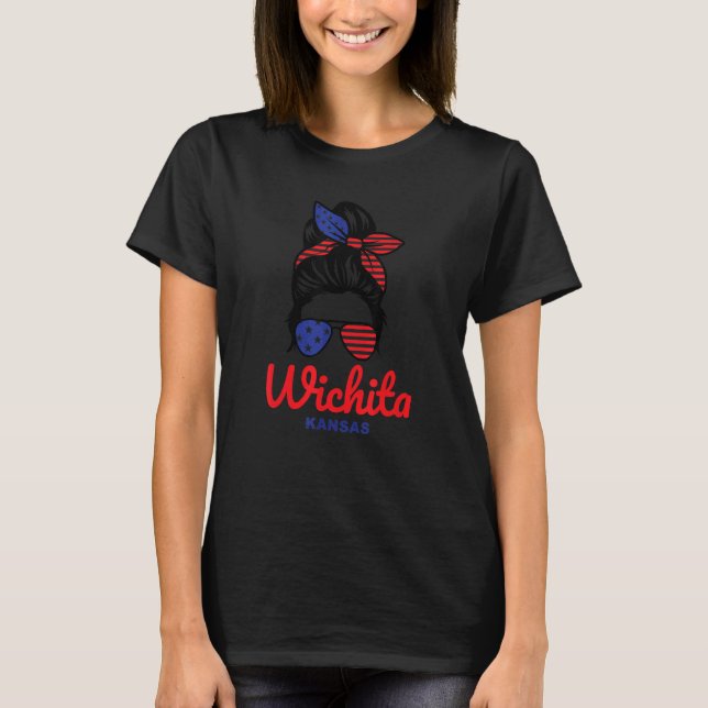 T-shirt Wichita Kansas Retro Messy Bun (Devant)