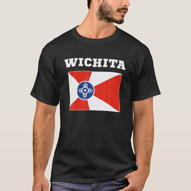 T-shirt Wichita USA Tee Travel Kansas Drapeau Cade (Devant)