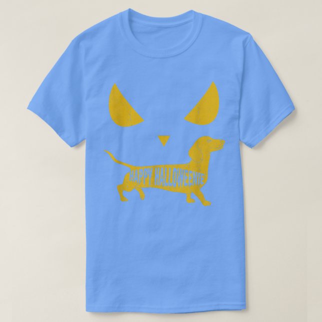 T-shirt Wiener Dog Dachshund Badger Happy Halloweenie Face (Design devant)