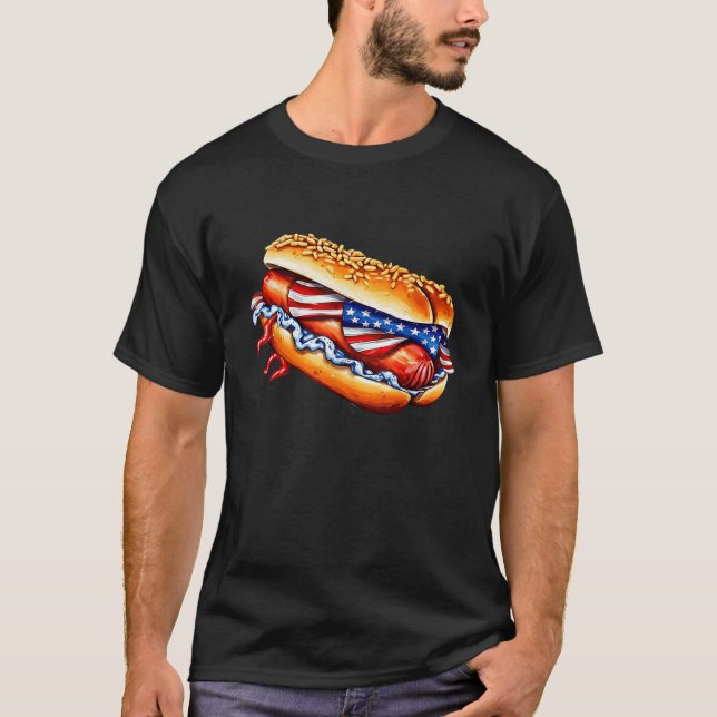 T-shirt Wiener Hotdog Costume USA 4th of July Party Outfit (Devant)