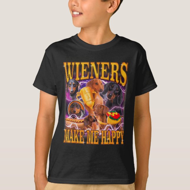 T-shirt Wieners Make Me Happy Funny Dachshund Dog Lover  (Devant)