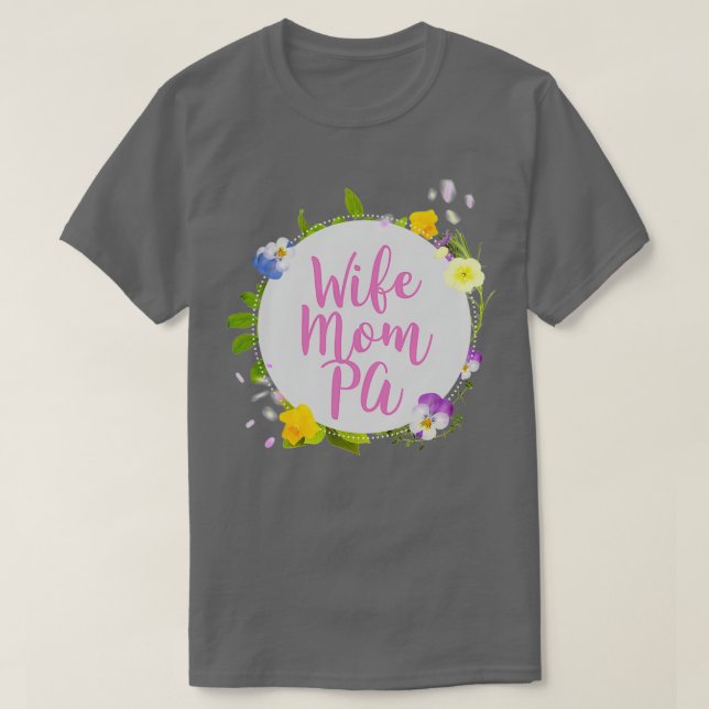T-SHIRT WIFE MOM PA ASSISTANT PHYSICIEN CITE LE FLUX BLANC (Design devant)