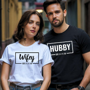 T-shirt Wifey et Hubby - Soirée de mariage et lune de miel