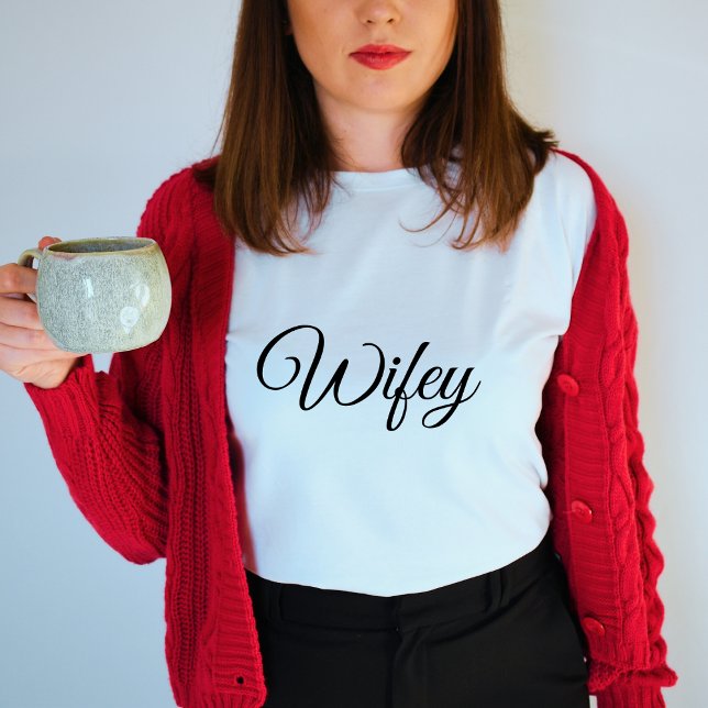 T-shirt Wifey Lune de miel moderne noir Script blanc femme (Créateur téléchargé)