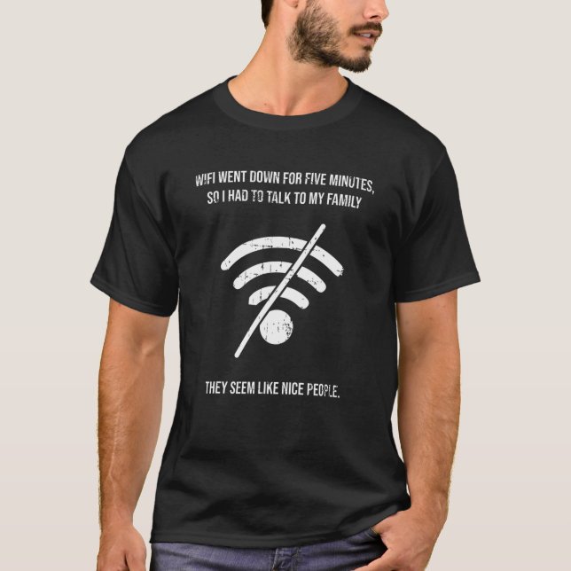 T-shirt Wifi Amusant Wi-Down Devis Ordinateur Cadeau Nerd  (Devant)