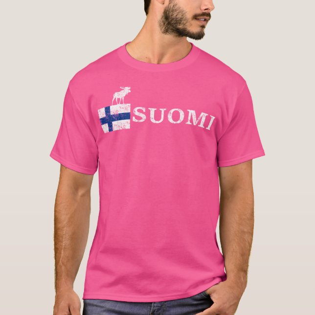 T-shirt Wikstroem Finlande Moose Drapeau Suomi usagé Look (Devant)