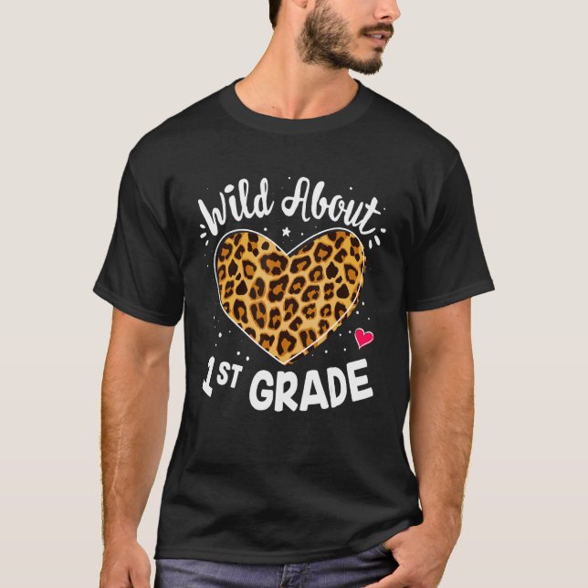 T-shirt Wild À propos Enseignant de 1ère année Leopard Squ (Devant)