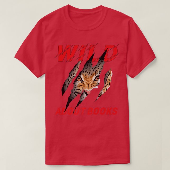 T-shirt Wild About Books Leopard Claw I Love Reading Book  (Design devant)