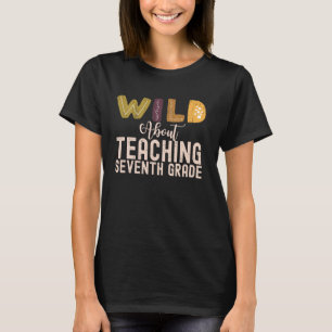 T-shirt Wild About Enseignement Seventh Grade Teacher Squa