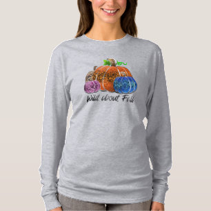 T-shirt Wild About Fall Empreintes de léopard Citrouilles