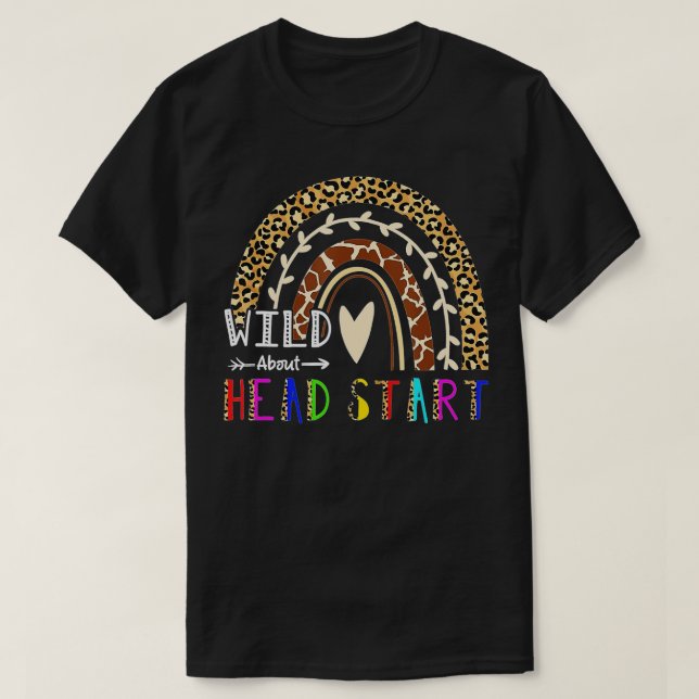 T-shirt Wild About Head Start Back To School Leopard Rainb (Design devant)