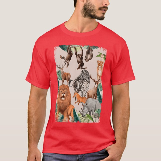 T-shirt Wild Animals Boys Girls friend (Devant)