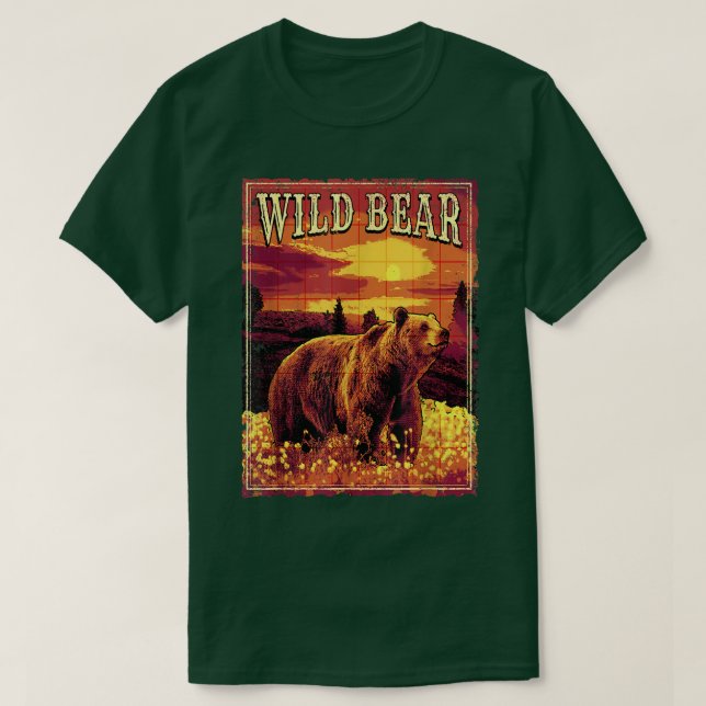 T-shirt Wild bear in nature  (Design devant)