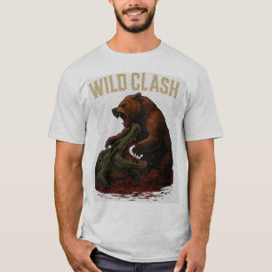 T-shirt Wild Clash – Epic Battle Between Bear and Crocodil