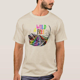 T-shirt Wild & Free - LGBTQ+ Pride Diversity Rainbow Feath