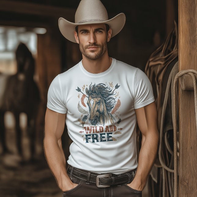 T-shirt Wild & Free Mustang Cowboy Design (Créateur téléchargé)