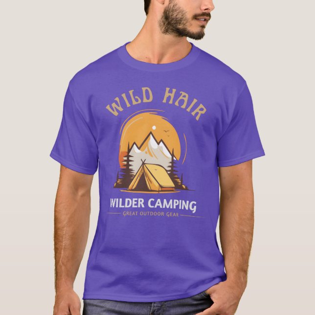 T-shirt Wild hair wilder Camping camping women family (Devant)