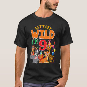 T-shirt Wild I'm 9 Zoo Safari Animal Birthday Kid