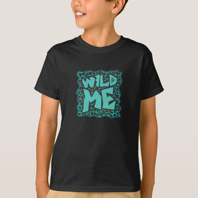T-shirt Wild Me Design léopard Brown et Turquoise (Devant)