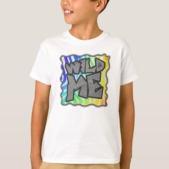 T-shirt Wild Me Zebra Rainbow et White Print (Devant)