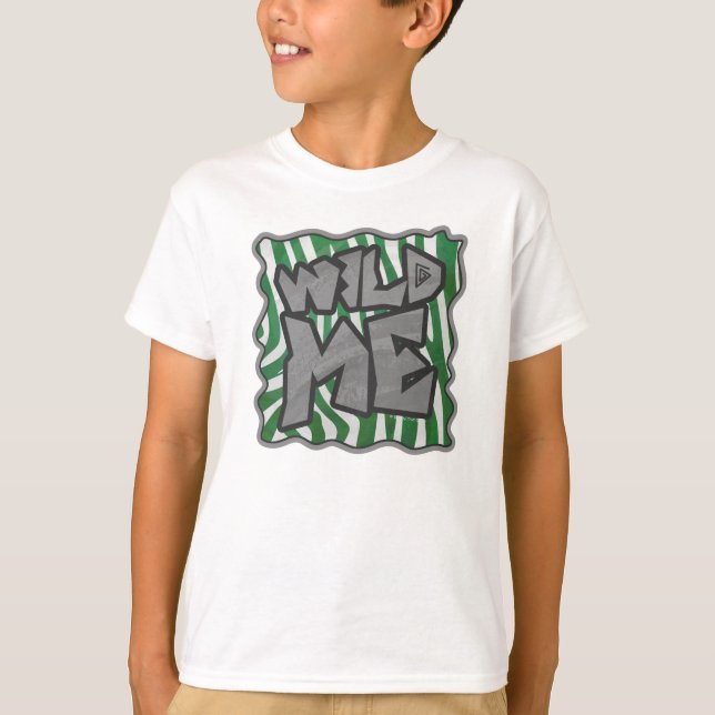T-shirt Wild Me Zebra Vert et blanc (Devant)