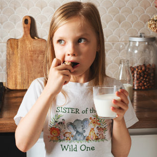 T-shirt Wild One 1er anniversaire Safari Animaux Soeur