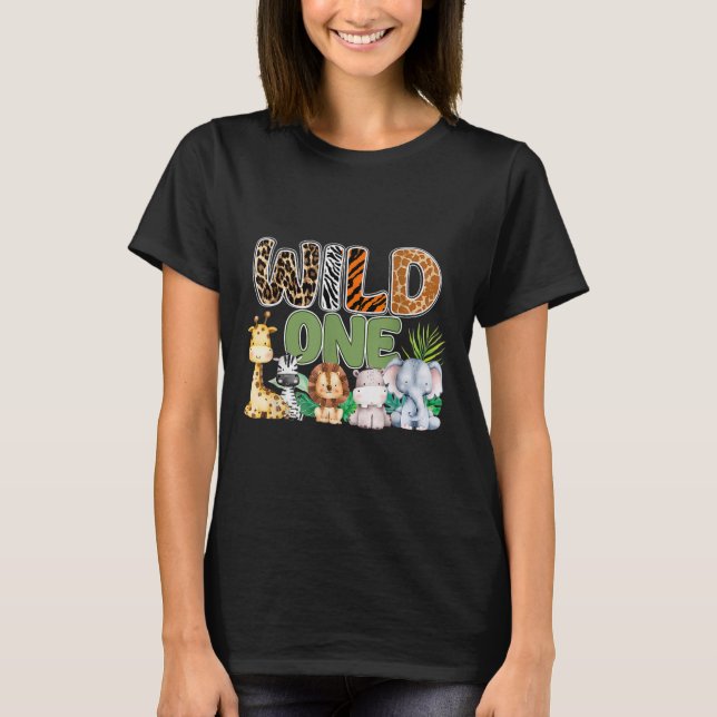 T-shirt Wild One 1er anniversaire Safari famille jumelage (Devant)