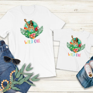 T-shirt Wild One Jungle Safari Animaux Aquarelle moderne