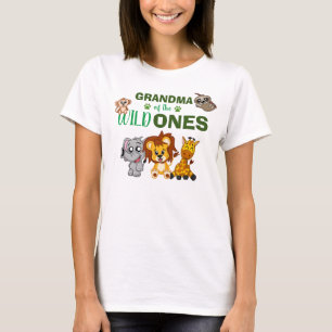 T-shirt Wild One Jungle Safari Zoo Animal Twins Grand-mère
