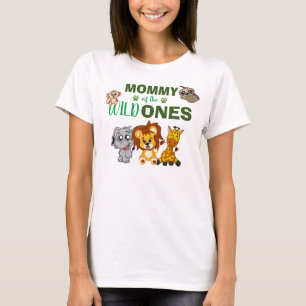 T-shirt Wild One Maman Jungle Safari Zoo Animal Twins mama