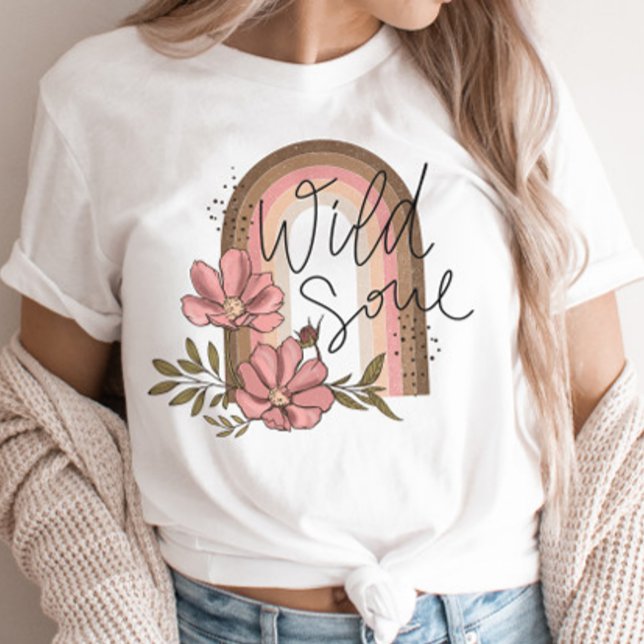 T-shirt Wild Soul Modern Boho Rainbow Floral (Créateur téléchargé)