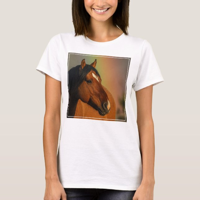 T-shirt Wild Stallion, Golden Light and Rainbow (Devant)