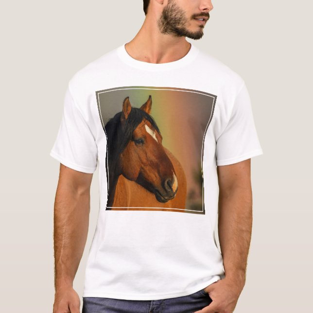 T-shirt Wild Stallion, Golden Light and Rainbow (Devant)