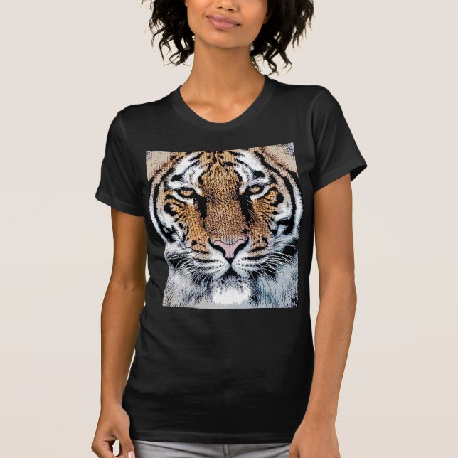 T-shirt Wild Tiger Portrait Graphic Press Style (Devant)