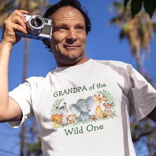 T-shirt Wild Un 1er anniversaire Safari Animaux Grand-père