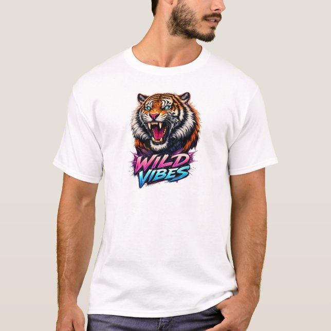 T-Shirt Wild Vibes Néon Tigre (Devant)