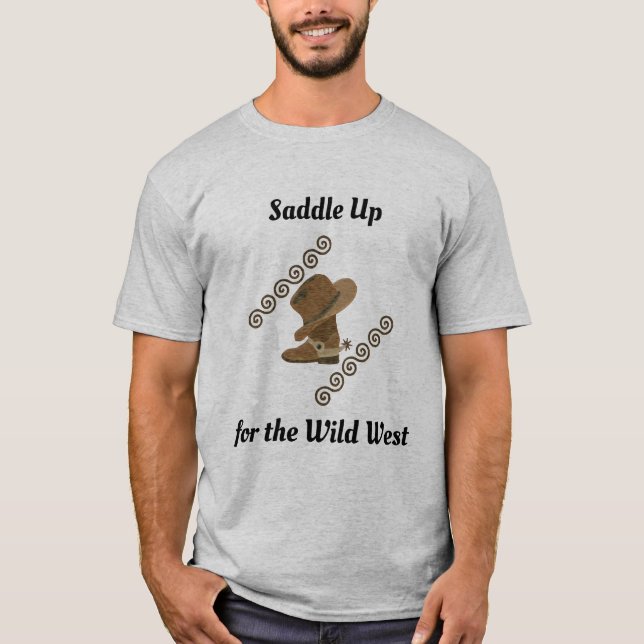T-shirt Wild West Cowboy Casquette sur Cowgirl Boots (Devant)