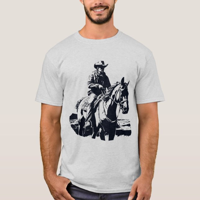 T-shirt Wild West Cowboy Horse Back Riding (Devant)